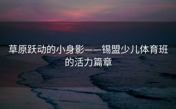 草原跃动的小身影——锡盟少儿体育班的活力篇章